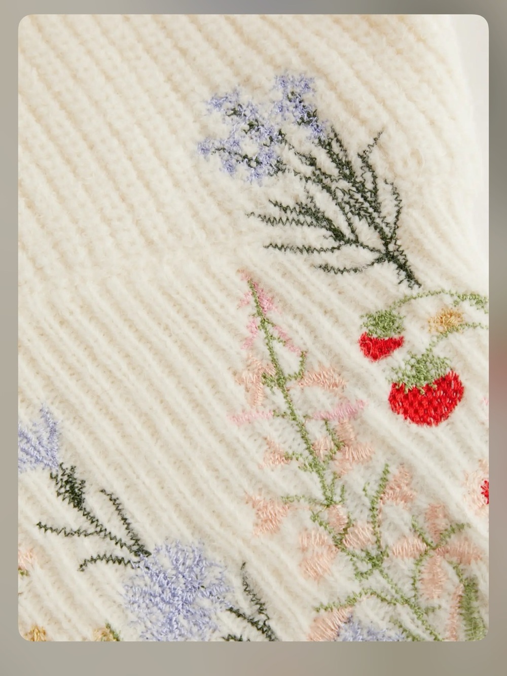 Cider KNIT HIGH NECK FLORAL EMBROIDERY CROP TOP M ip-7 - Picture 2 of 6